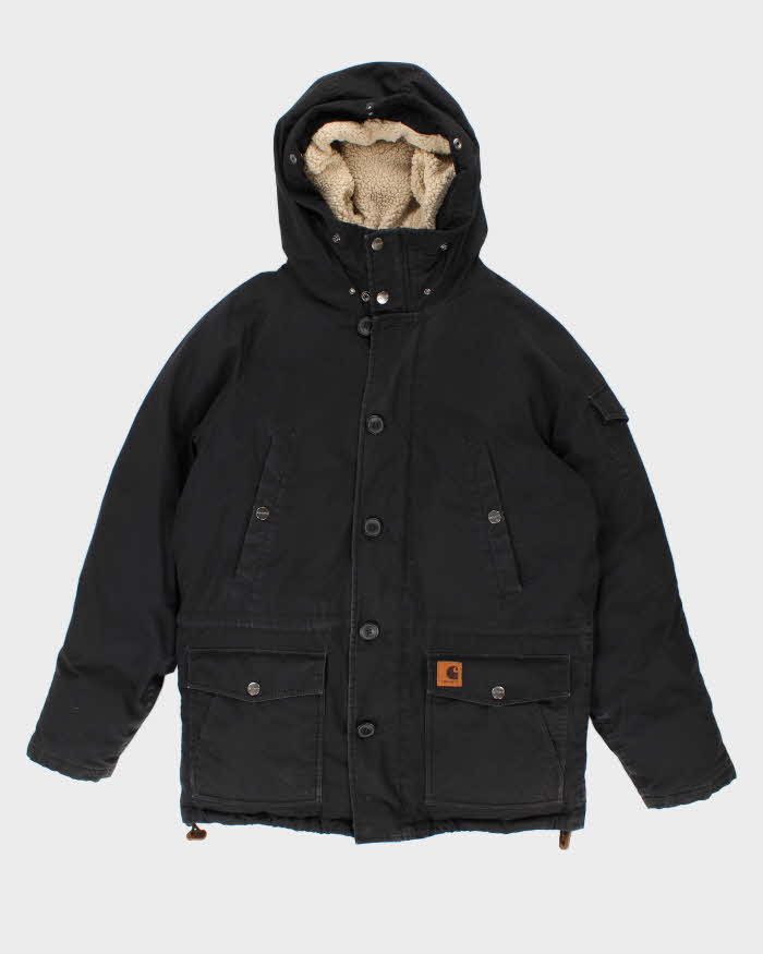 Mens Navy Fleece Line Hooded Carhartt Jacket - M