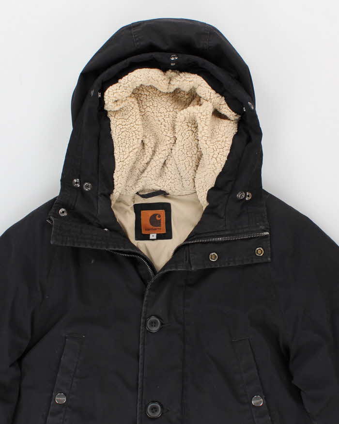 Mens Navy Fleece Line Hooded Carhartt Jacket - M