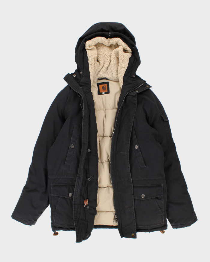 Mens Navy Fleece Line Hooded Carhartt Jacket - M