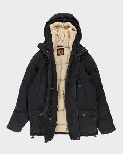 Mens Navy Fleece Line Hooded Carhartt Jacket - M