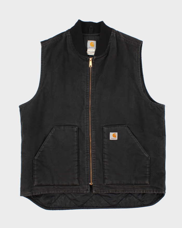 Vintage Men's Black Carhartt Zip-Up Vest - XL