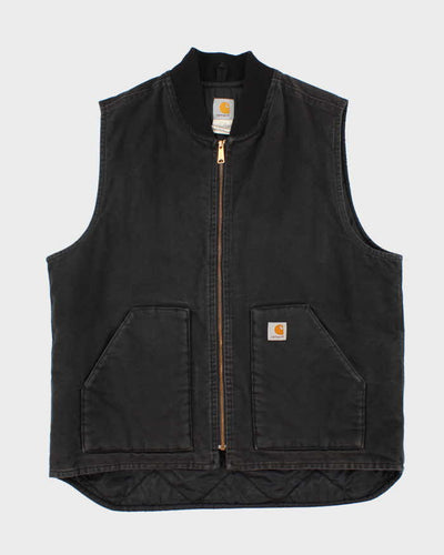 Vintage Men's Black Carhartt Zip-Up Vest - XL