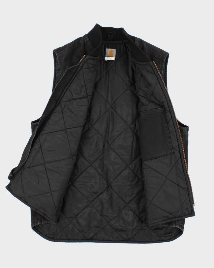 Vintage Men's Black Carhartt Zip-Up Vest - XL