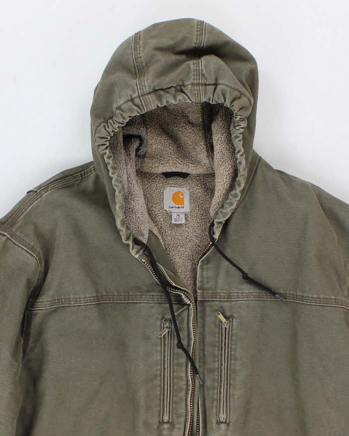 Vintage Mens Green Carhartt Fleece Lined Hooded Jacket - XL