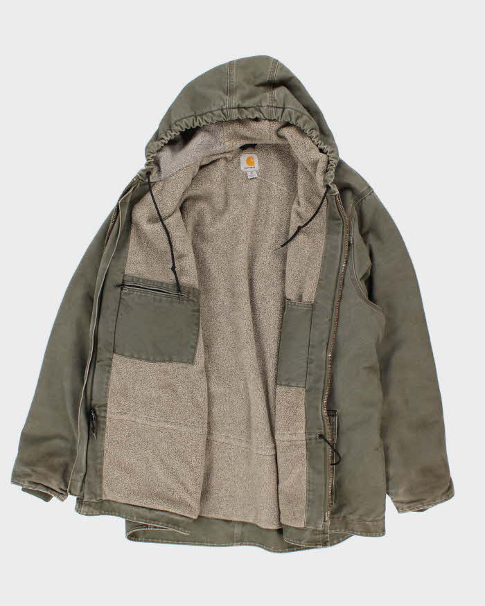Vintage Mens Green Carhartt Fleece Lined Hooded Jacket - XL