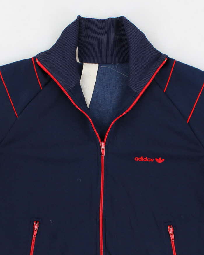 80's Vintage Men's Navy Adidas Track Jacket - S