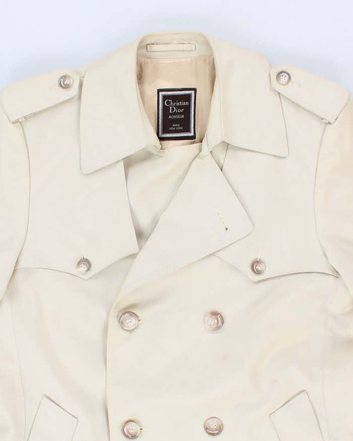 70's Vintage Mens Beige Christian Dior Monsieur Overcoat - M