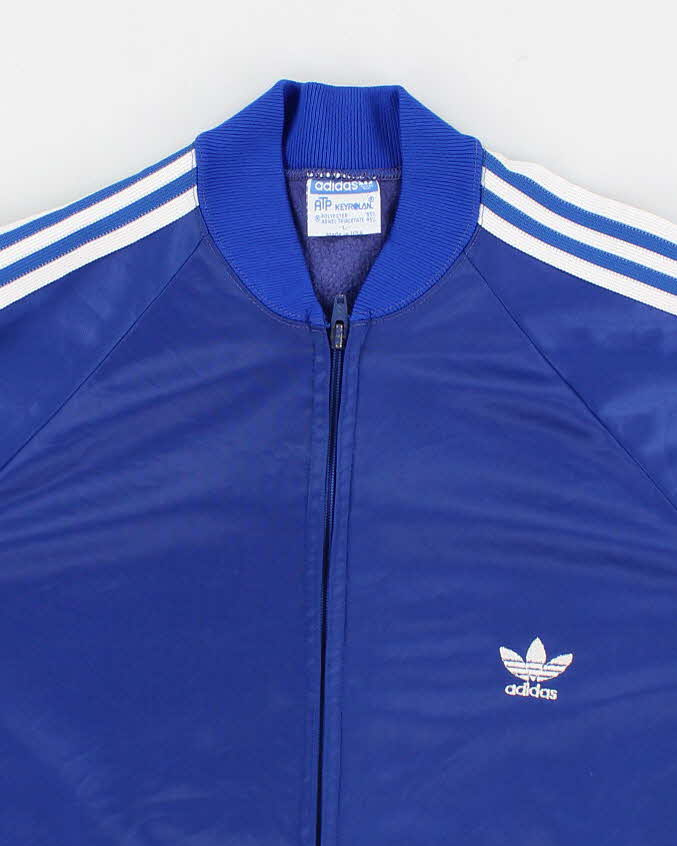 70s/80's Vintage Men's Blue Adidas ATP Zip Up Track Jacket - M
