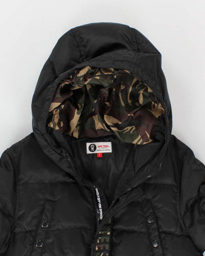 Men's Black Ape Tees Long Utlitlty Puffer Coat - S