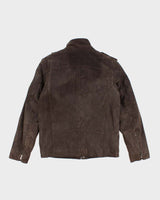 Men's Brown Suede Leather Padded Jacket - M