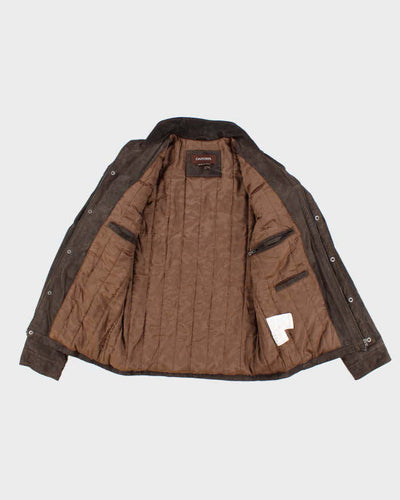 Men's Brown Suede Leather Padded Jacket - M