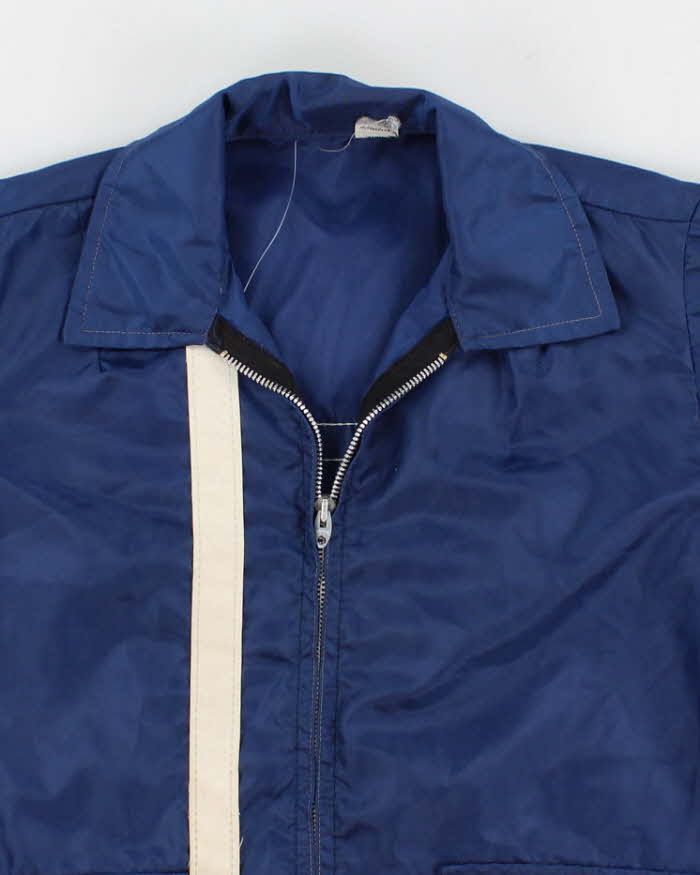 70's Vintage Men's Blue Racing Shell Jacket - S
