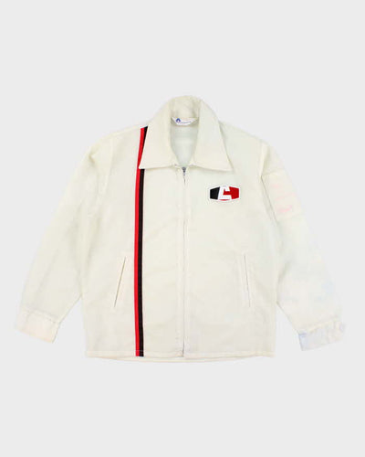 70's Vintage Men's Cream Avon Sportswear Striped Shell Racing Jacket - S