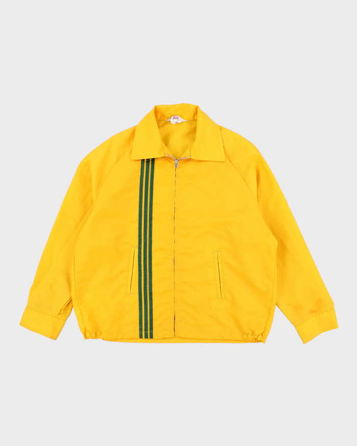 70's Vintage Men's Yellow Striped Shell Racing Jacket - XL