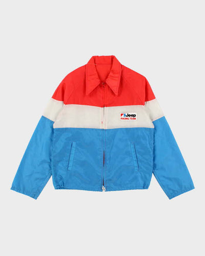 70's Vintage Men's Red And Blue Jeep Shell Racing Jacket - M