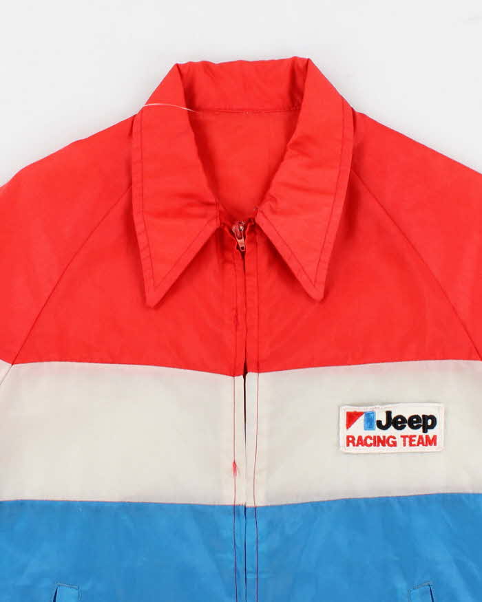 70's Vintage Men's Red And Blue Jeep Shell Racing Jacket - M