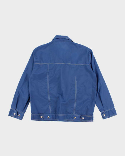 70's Vintage Men's Navy Button-Up Nylon Jacket - S