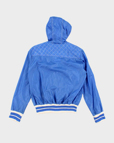 70's Vintage Men's Blue Hooded Windbreaker - S