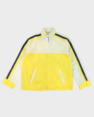 70's Vintage Men's Yellow Retro Hooded Windbreaker - L