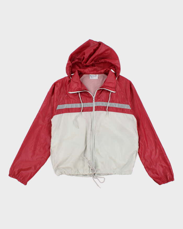 70's Vintage Men's Burgundy Hooded Shell Jacket - M