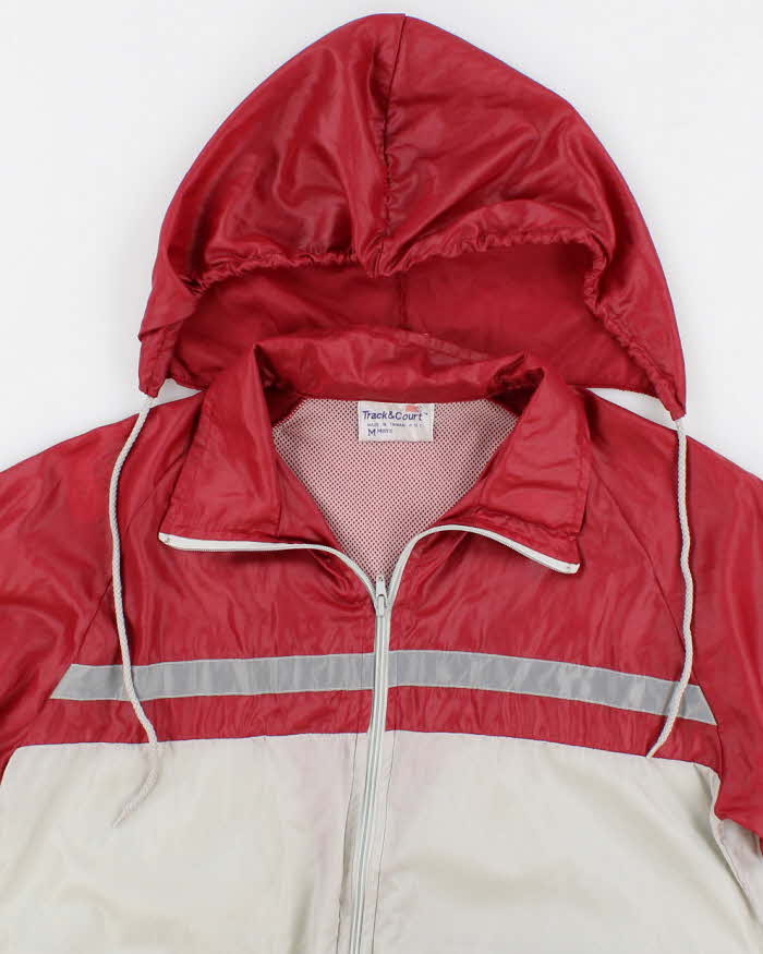 70's Vintage Men's Burgundy Hooded Shell Jacket - M