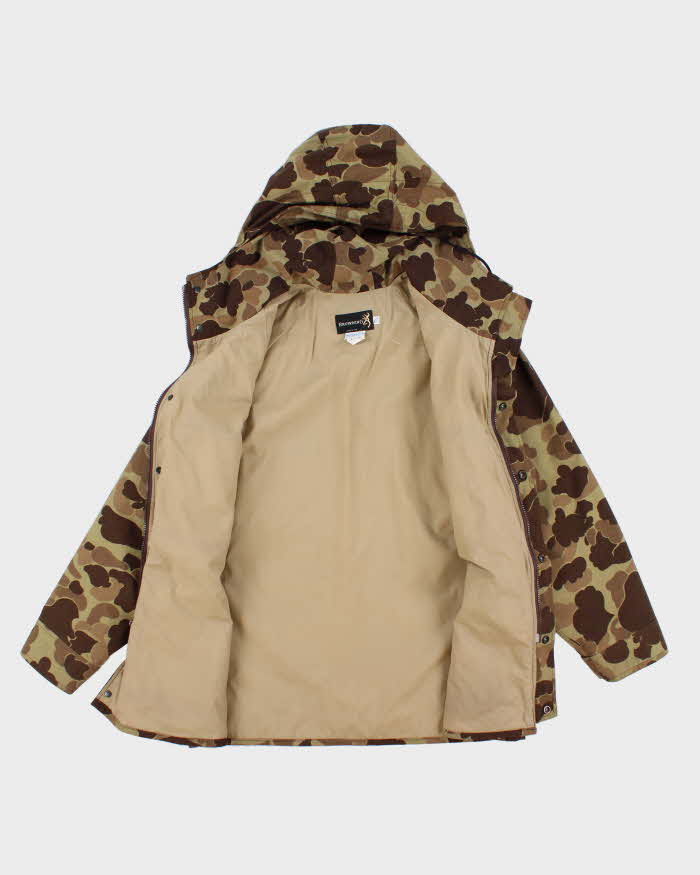80's Vintage Mens Browning Gore-tex Camo Hooded Hunting Jacket - L