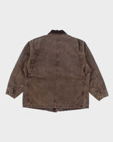 Vintage Men's Brown Carhartt Fleece Lined Utility Jacket - XL