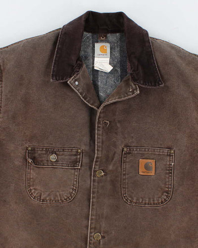 Vintage Men's Brown Carhartt Fleece Lined Utility Jacket - XL