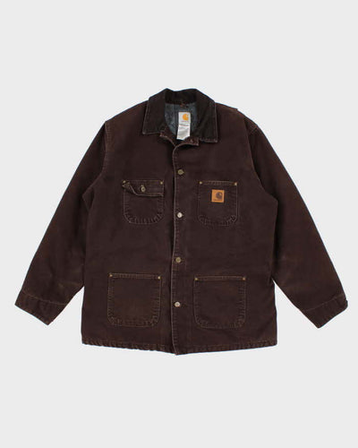 Vintage Men's Brown Carhartt Fleece Lined Utility Jacket - L
