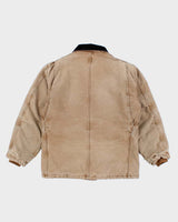 Vintage Mens Cream Carhartt Fleece Lined Zip Detroit Jacket - M