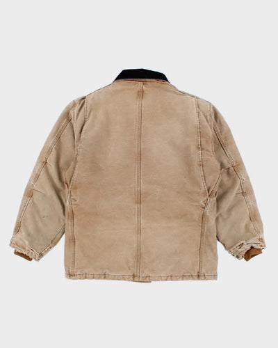 Vintage Mens Cream Carhartt Fleece Lined Zip Detroit Jacket - M