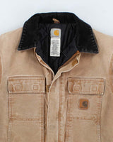 Vintage Mens Cream Carhartt Fleece Lined Zip Detroit Jacket - M
