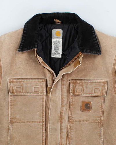 Vintage Mens Cream Carhartt Fleece Lined Zip Detroit Jacket - M