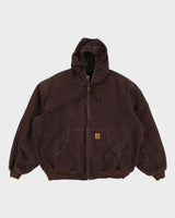 Mens Brown Carhartt Zip Up Hooded Work Jacket - XXL