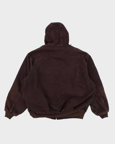 Mens Brown Carhartt Zip Up Hooded Work Jacket - XXL