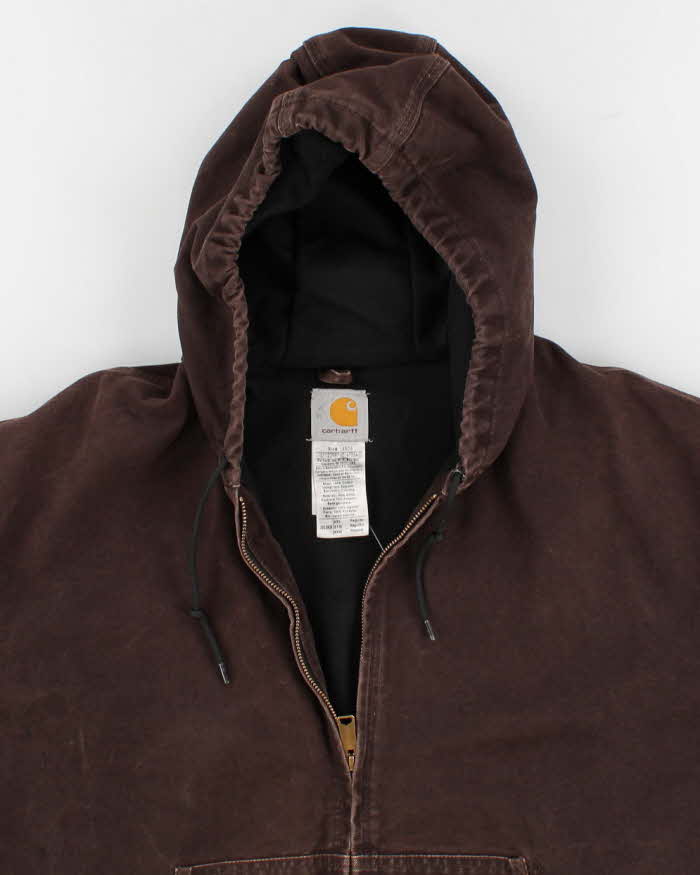 Mens Brown Carhartt Zip Up Hooded Work Jacket - XXL