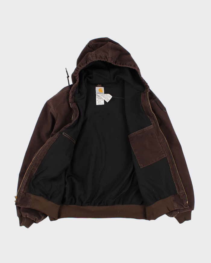 Mens Brown Carhartt Zip Up Hooded Work Jacket - XXL
