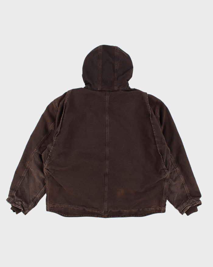 Vintage Men's Brown Carhartt Fleece Lined Hooded Jacket - XXL