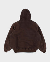 Vintage Men's Brown Carhartt Fleece Lined Hooded Jacket - XL