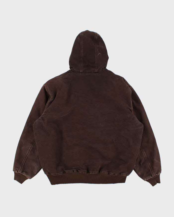 Vintage Men's Brown Carhartt Fleece Lined Hooded Jacket - XL