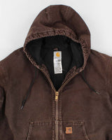 Vintage Men's Brown Carhartt Fleece Lined Hooded Jacket - XL