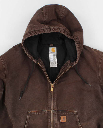 Vintage Men's Brown Carhartt Fleece Lined Hooded Jacket - XL
