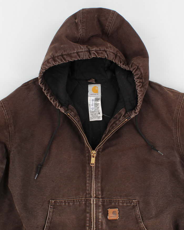 Vintage Men's Brown Carhartt Fleece Lined Hooded Jacket - XL