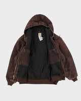 Vintage Men's Brown Carhartt Fleece Lined Hooded Jacket - XL