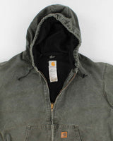 Vintage Mens Sage Green Carhartt Hooded Work Jacket - XXL