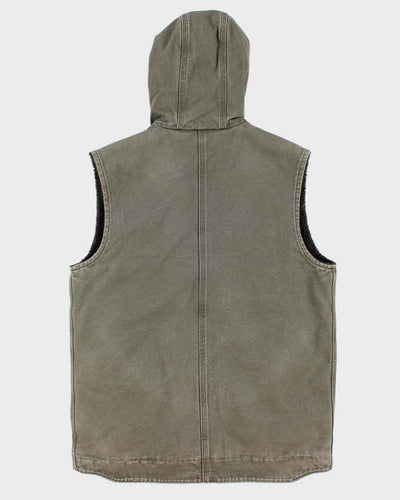 Vintage Men's Sage Green Carhartt Hooded Vest - M