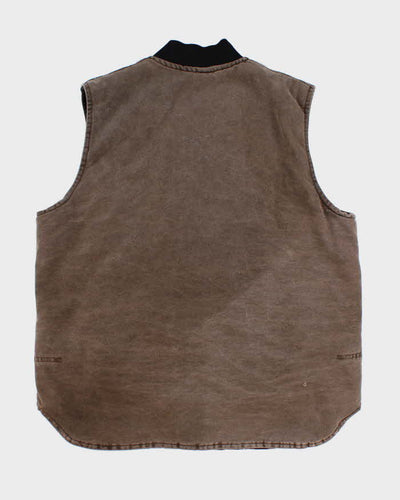Vintage Men's Brown Carhartt Padded Zip Up Vest - XL