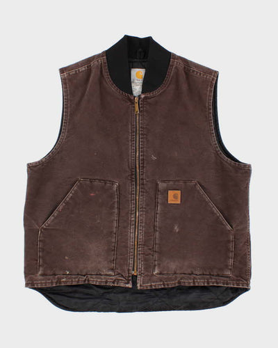 Vintage Men's Brown Carhartt Padded Zip Up Vest - L