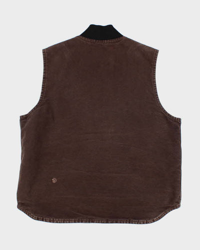 Vintage Men's Brown Carhartt Padded Zip Up Vest - L