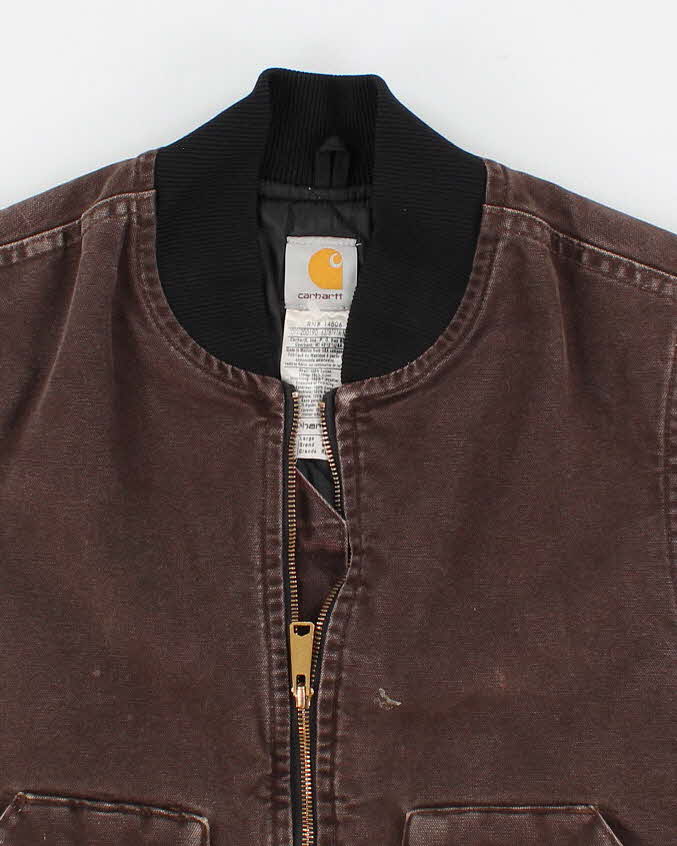 Vintage Men's Brown Carhartt Padded Zip Up Vest - L